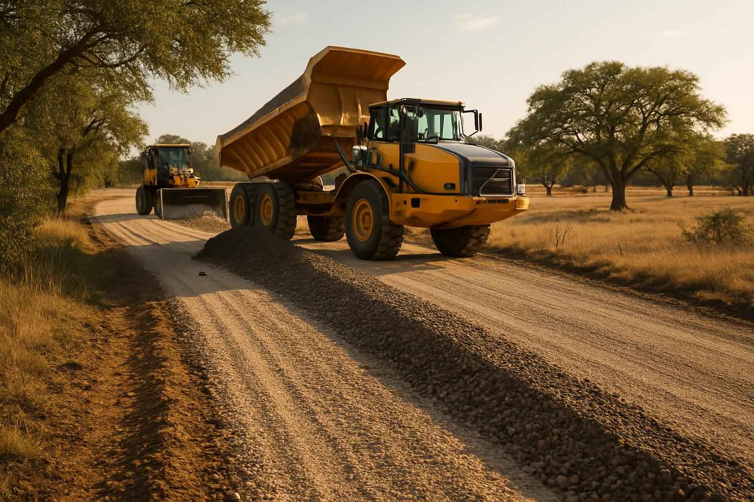 Gravel Road Building in Comfort Texas