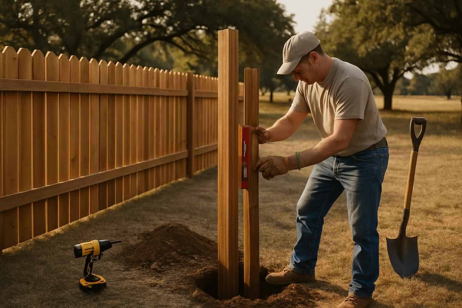 New Fence Installation Prep in Waring Texas