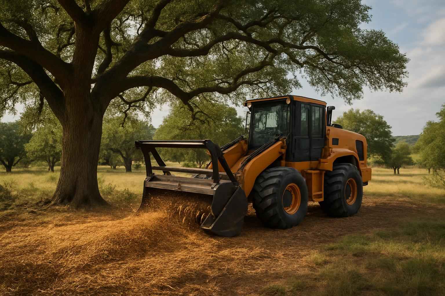 Oak Mulching in Center Point Texas