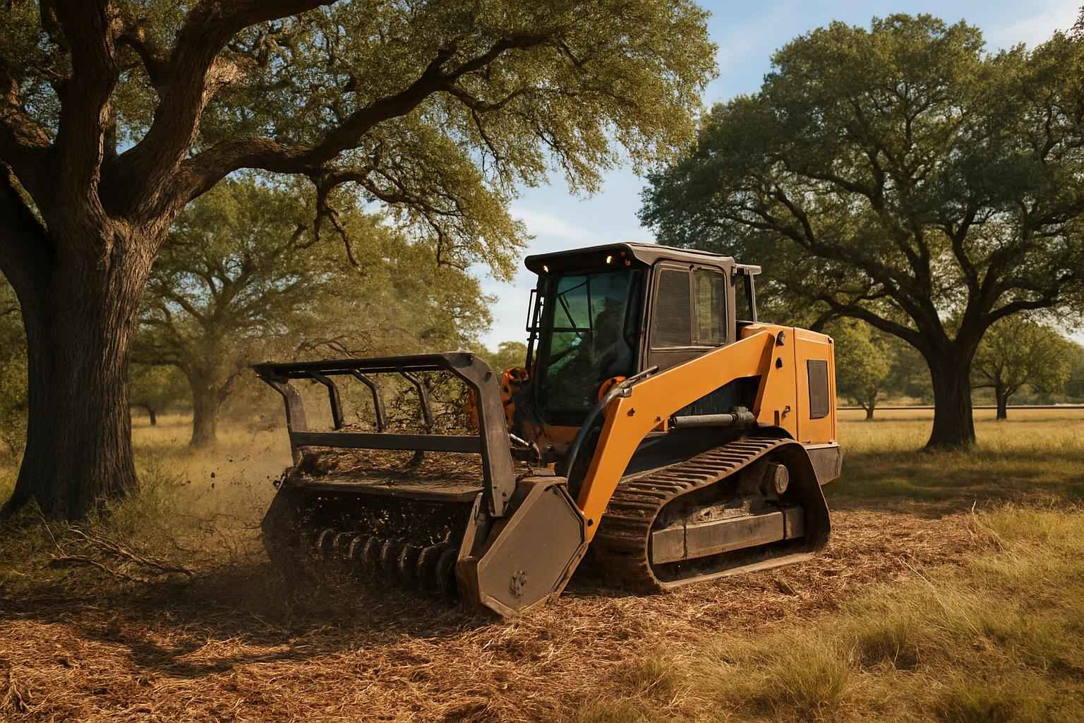 Oak Mulching in Waring Texas