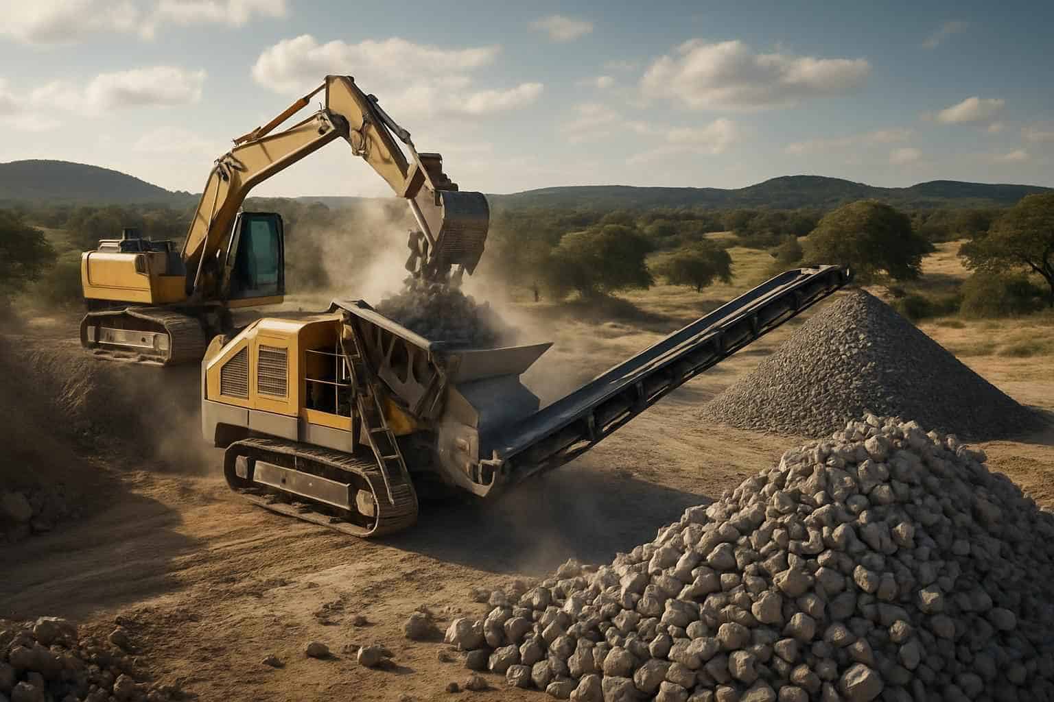 On Site Rock Crushing in Doss Texas