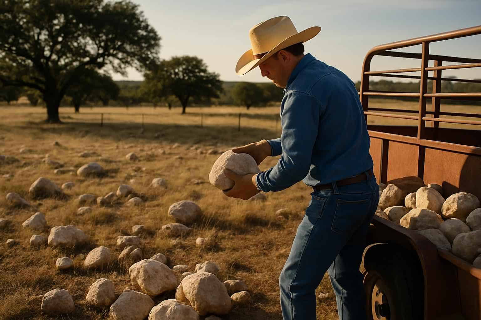 Pasture Rock Picking in Harper Texas