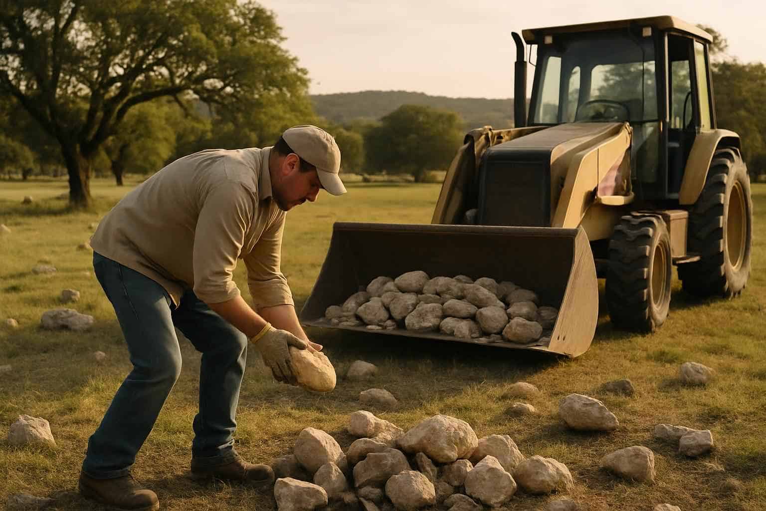 Pasture Rock Picking in Kerrville Texas