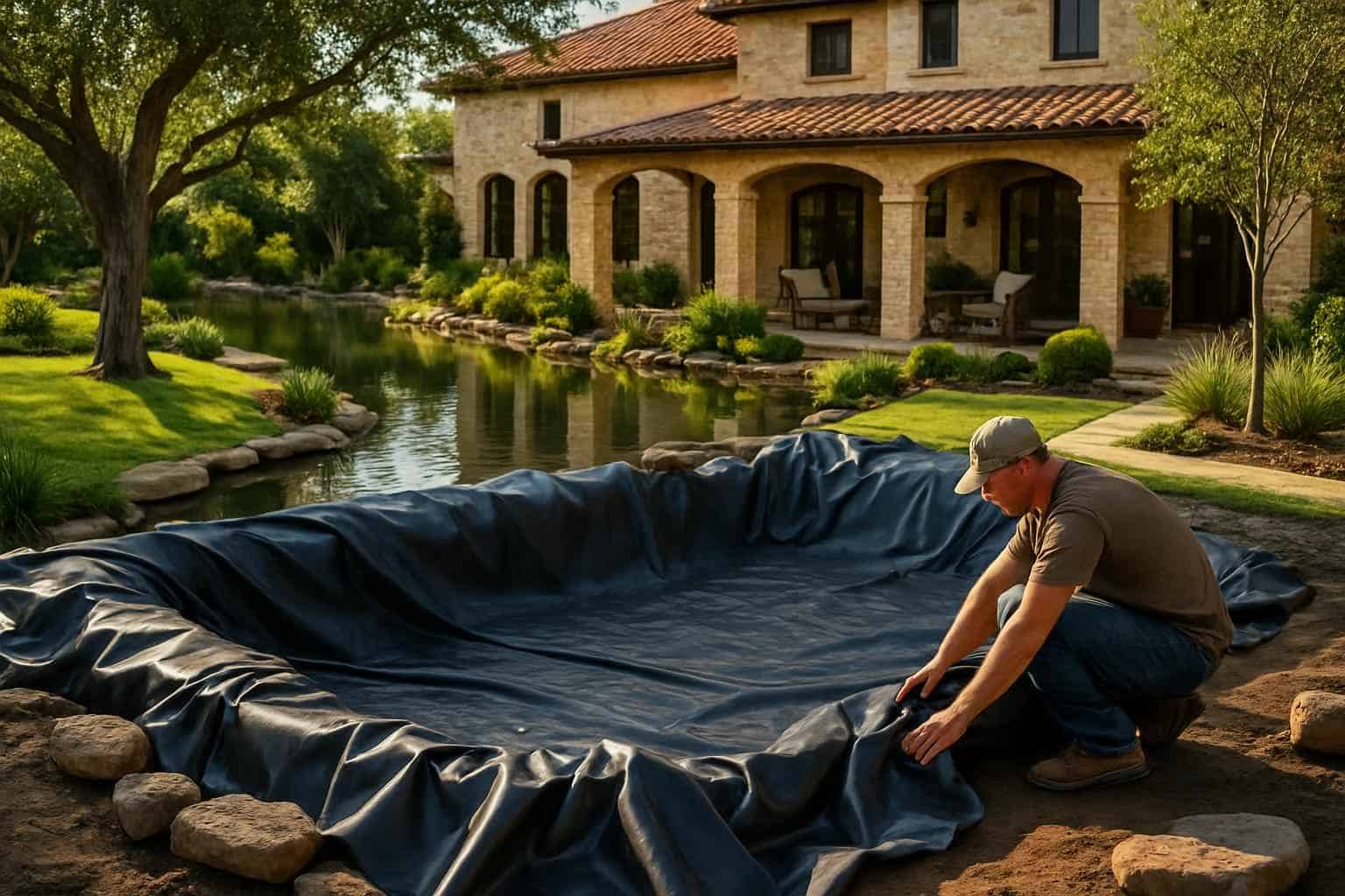 Pond Liner Prep in Comfort Texas