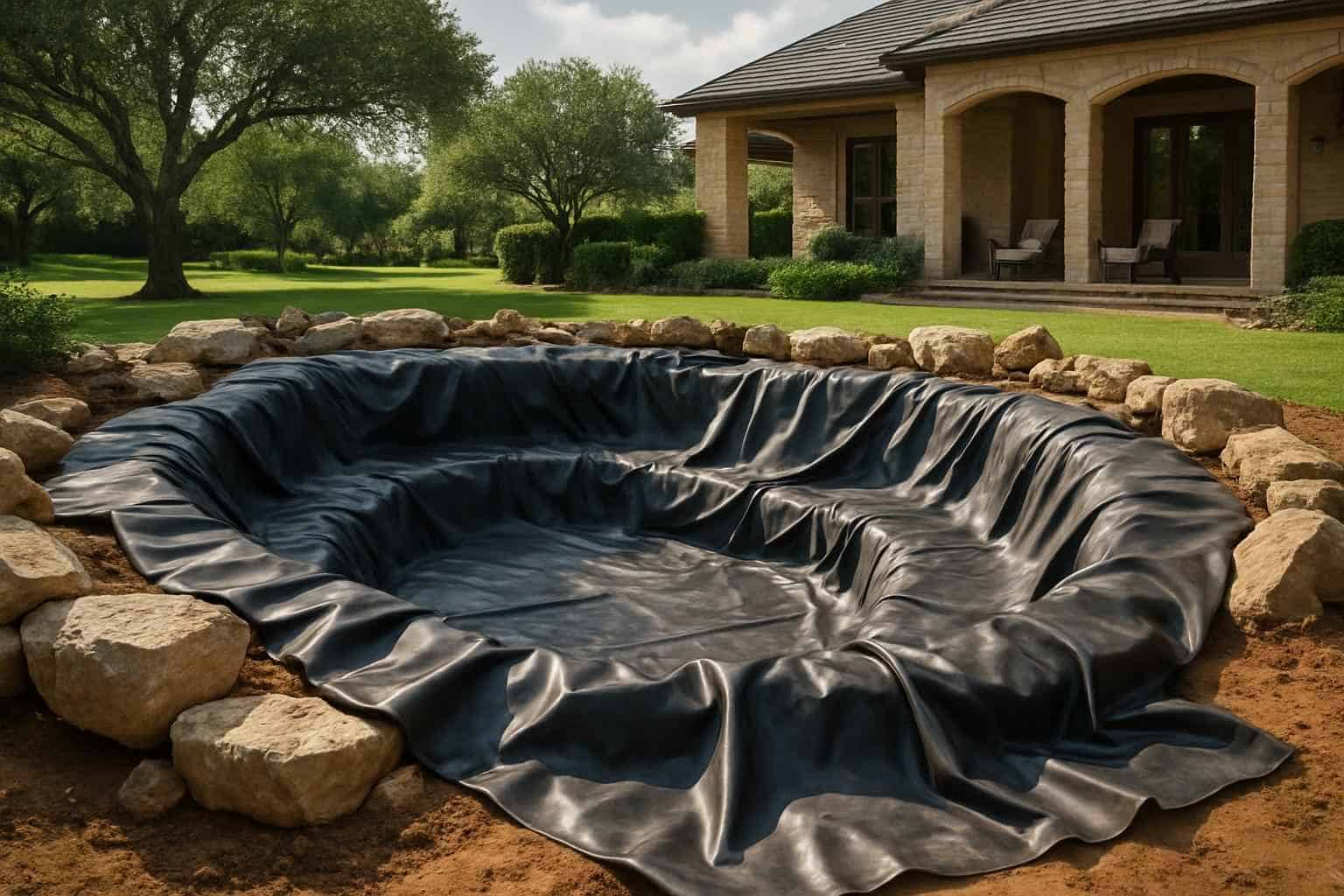 Pond Liner Prep in Kerrville Texas