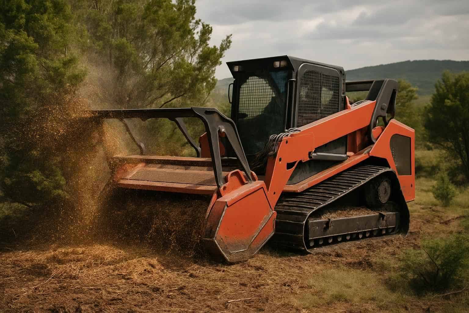 Cedar Eating Mulching in Ingram Texas