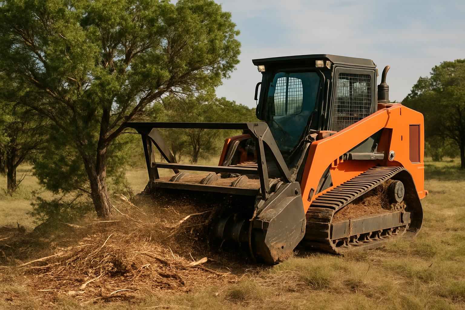 Cedar Eating Mulching in Johnson City Texas