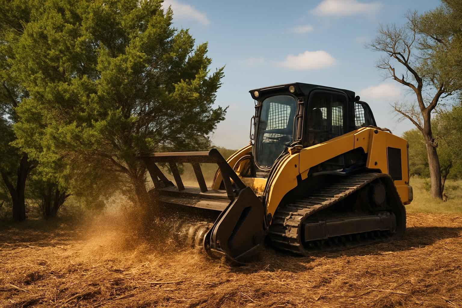 Cedar Eating Mulching in Kendalia Texas