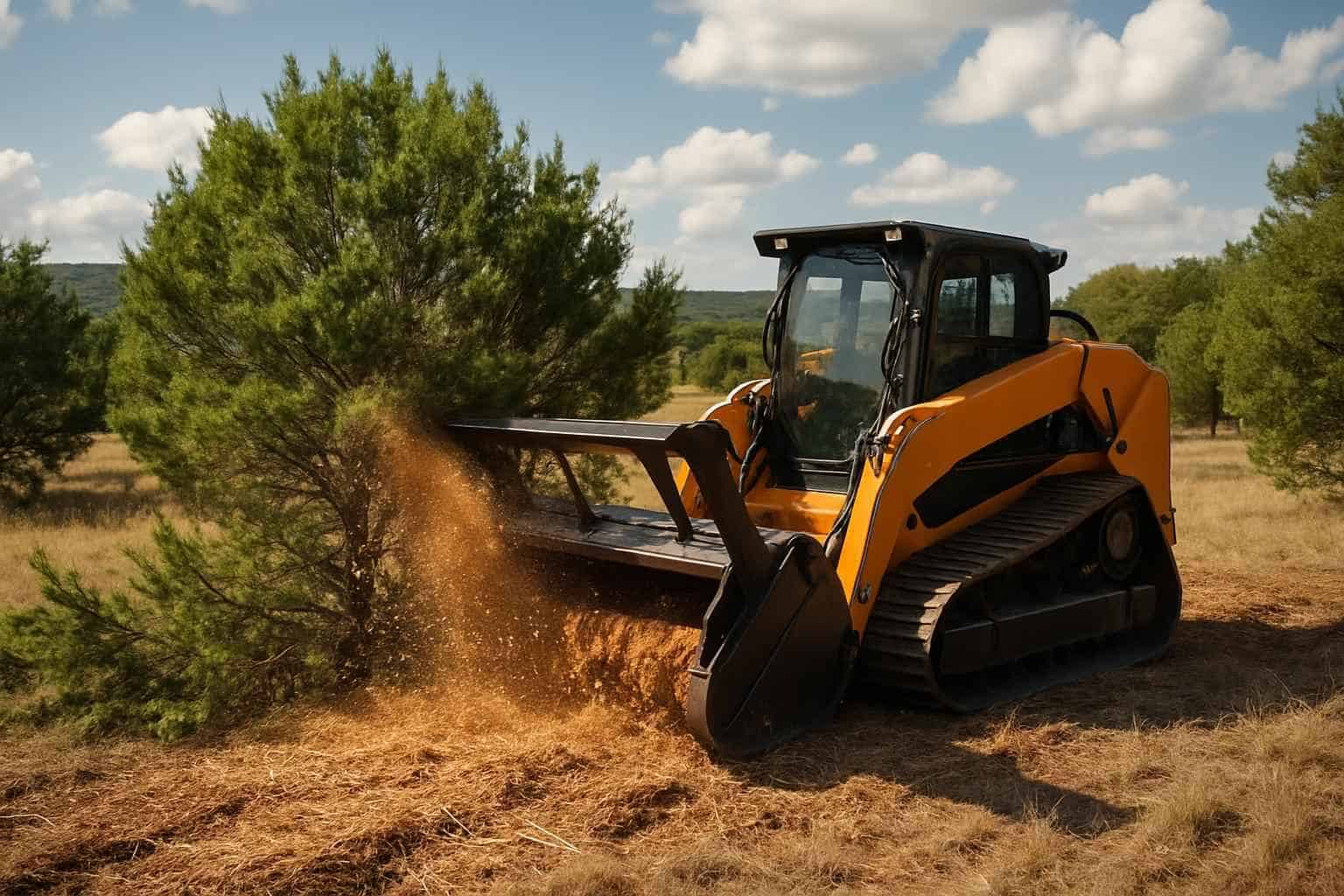 Cedar Eating Mulching in Mountain Home Texas