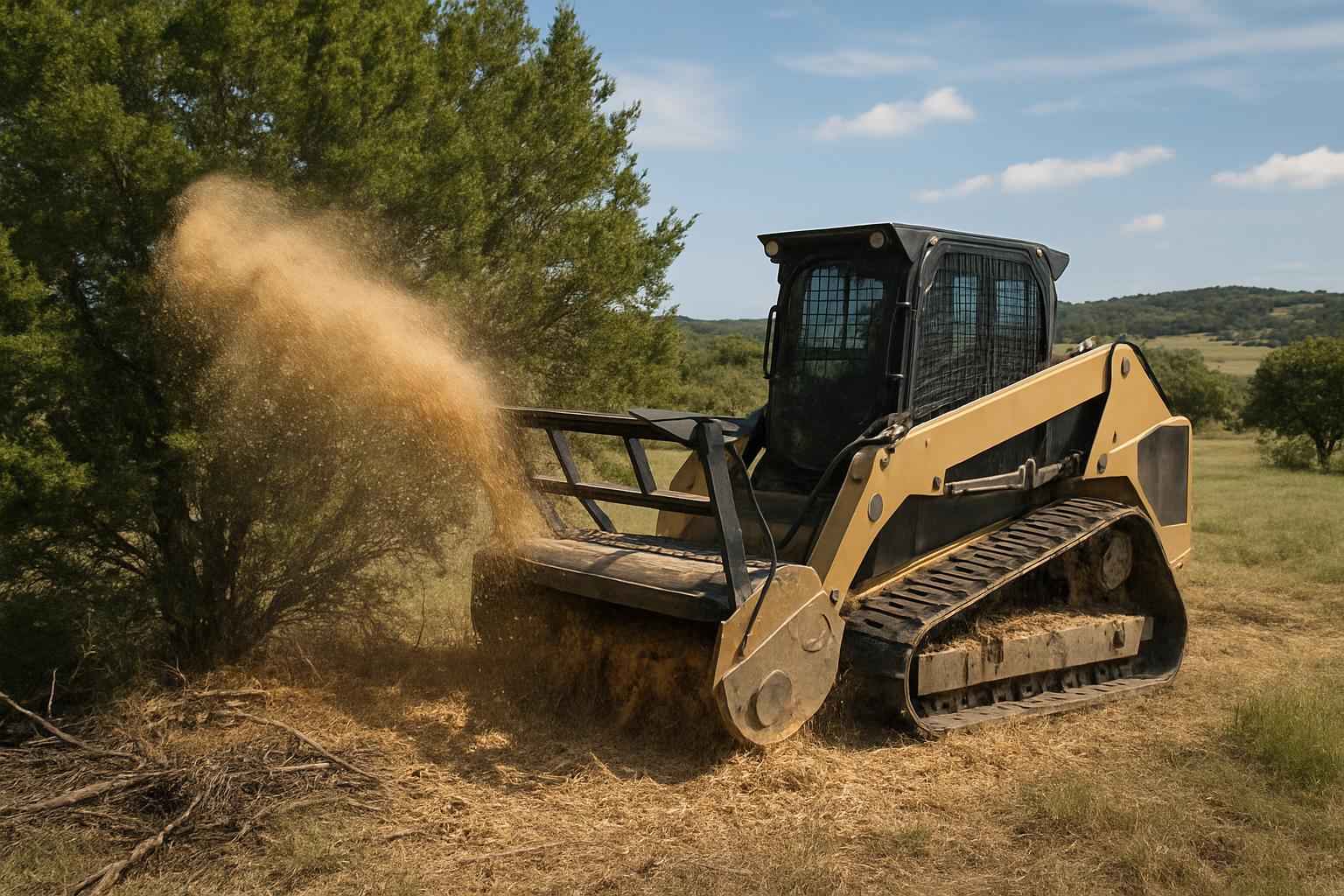Cedar Eating Mulching in Sisterdale Texas