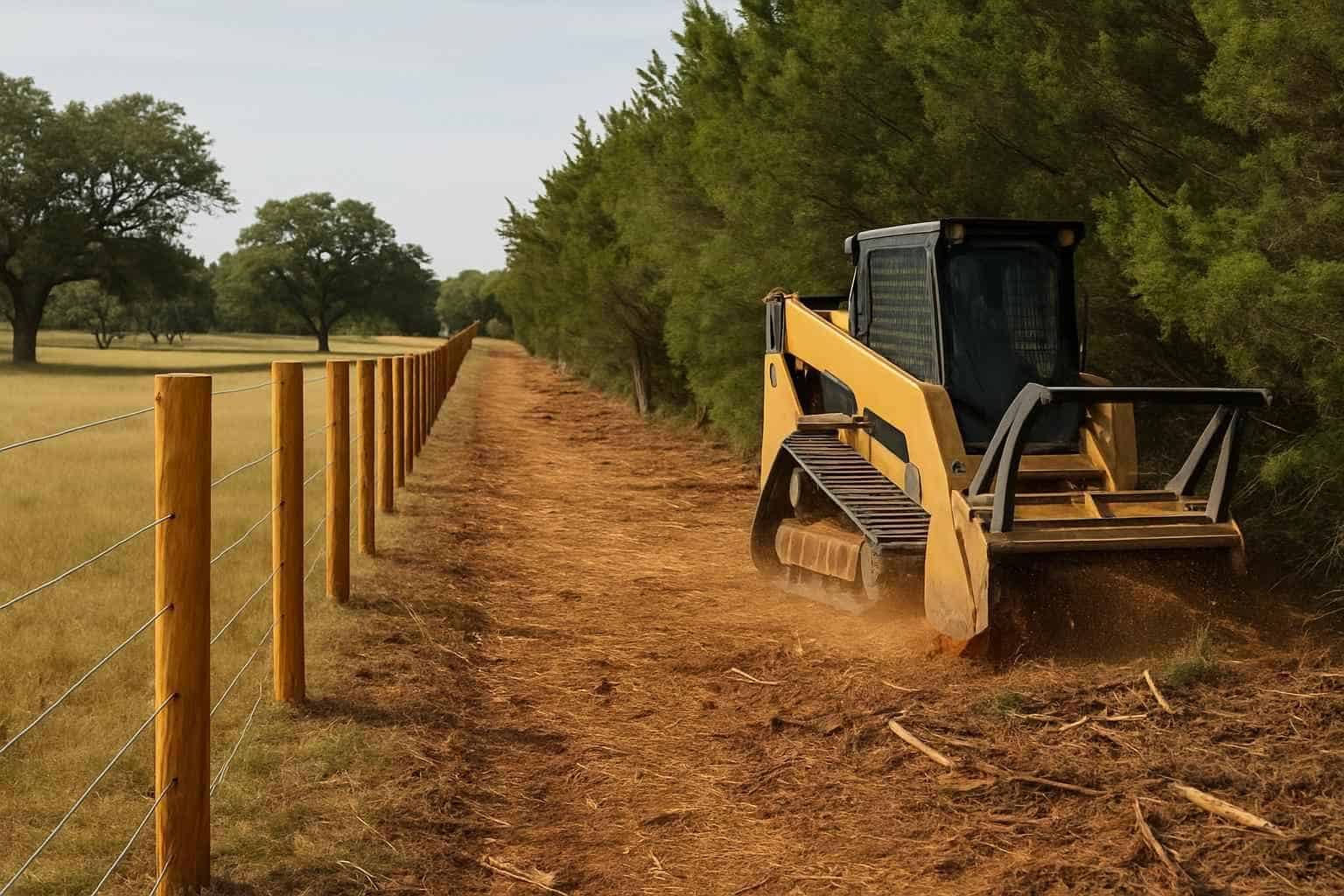Cedar Fence Line Clearing in Kendalia Texas