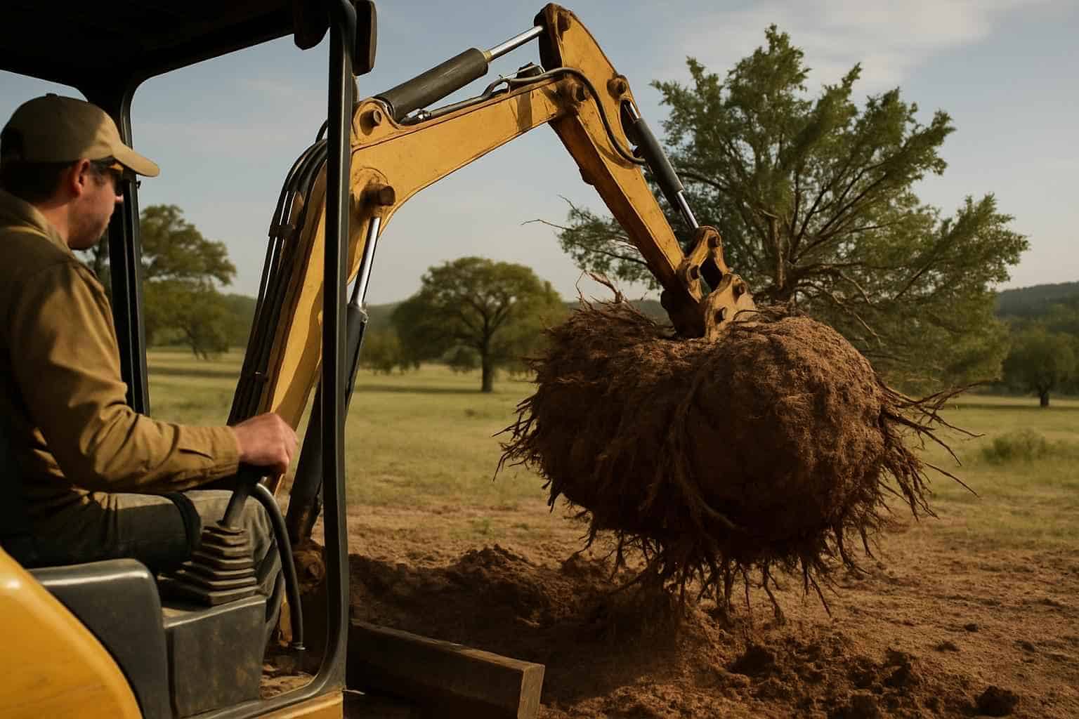 Cedar Root Ball Removal in Center Point Texas