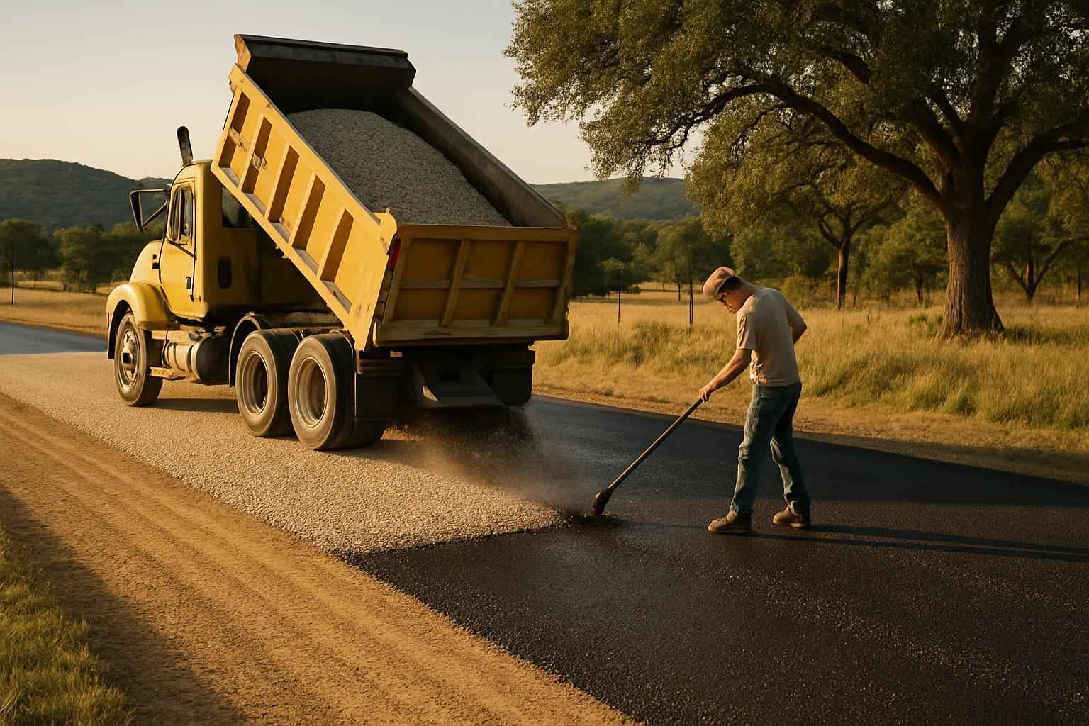Chip Seal Over Road Base in Sisterdale Texas