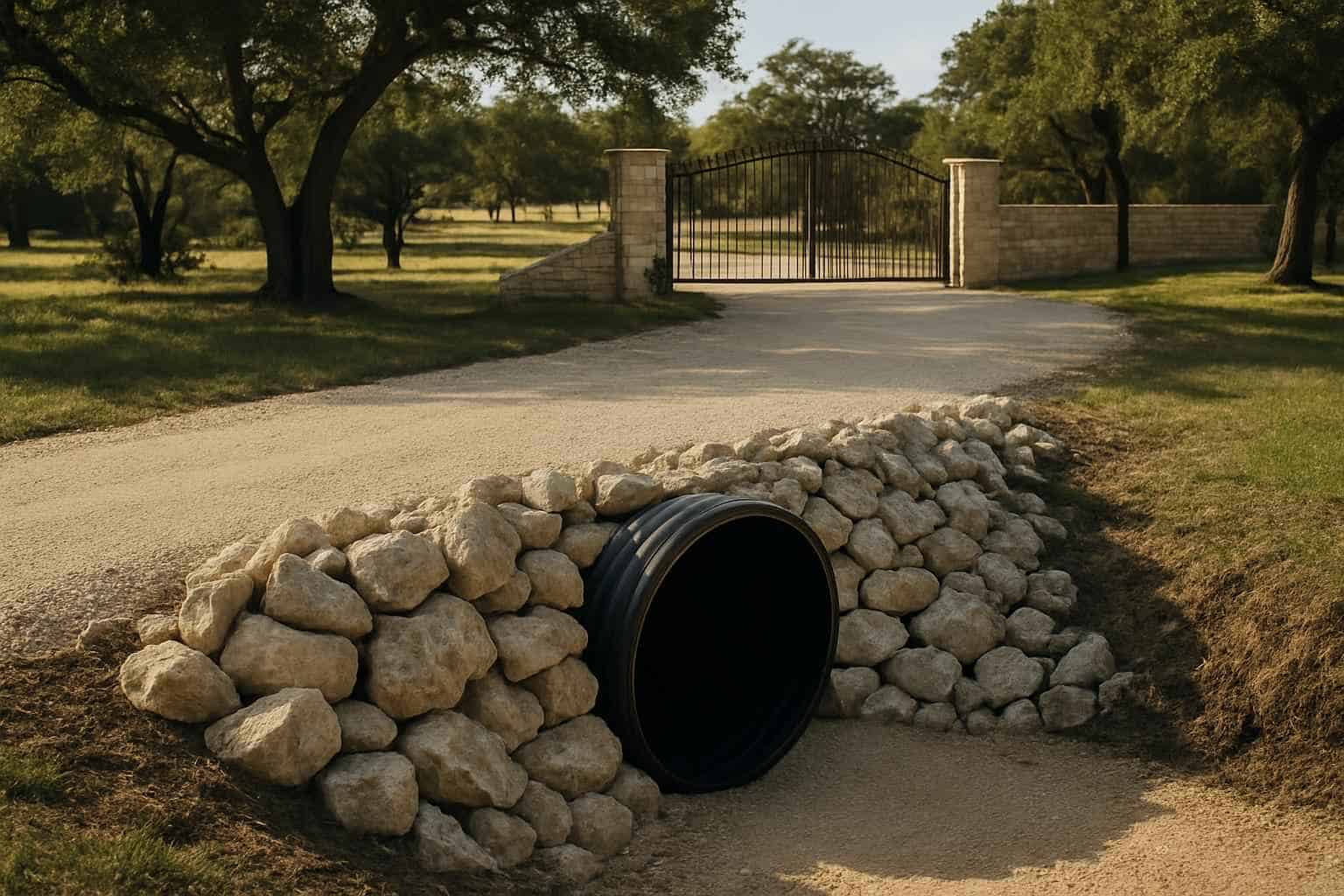 Culvert Install at Entrance in Blanco Texas