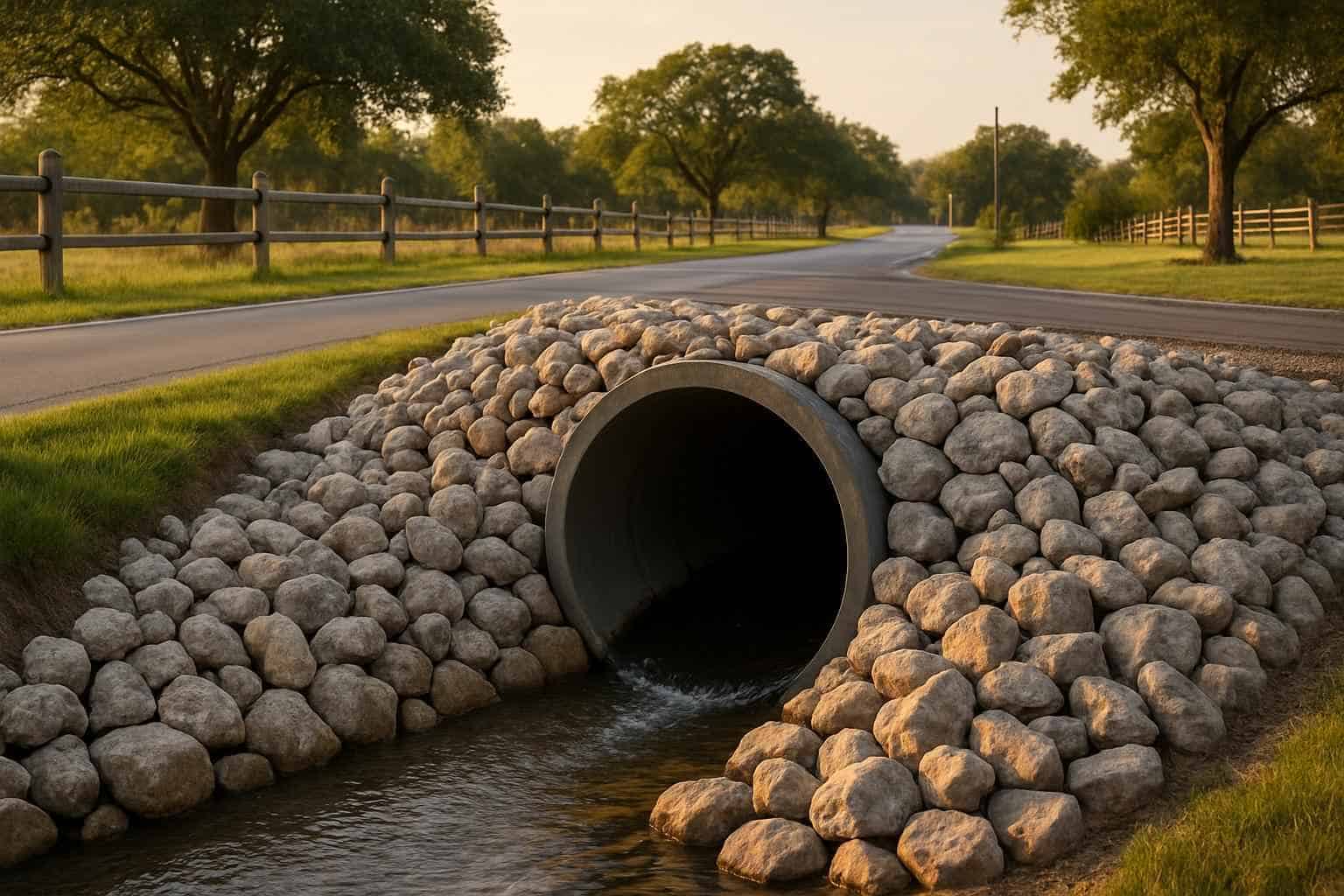 Culvert Riprap Protection in Center Point Texas