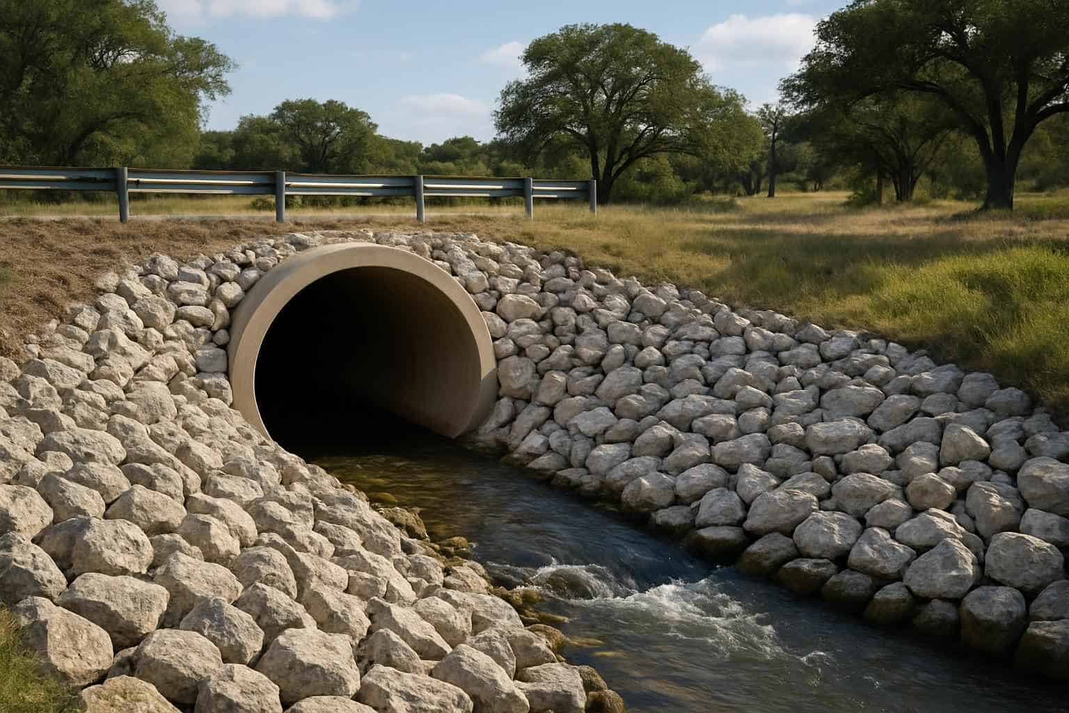 Culvert Riprap Protection in Kendalia Texas