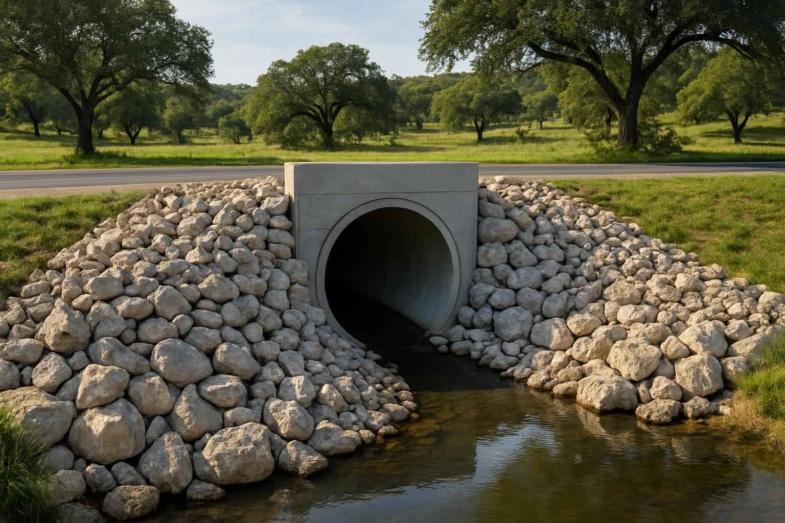 Culvert Riprap Protection in Sisterdale Texas