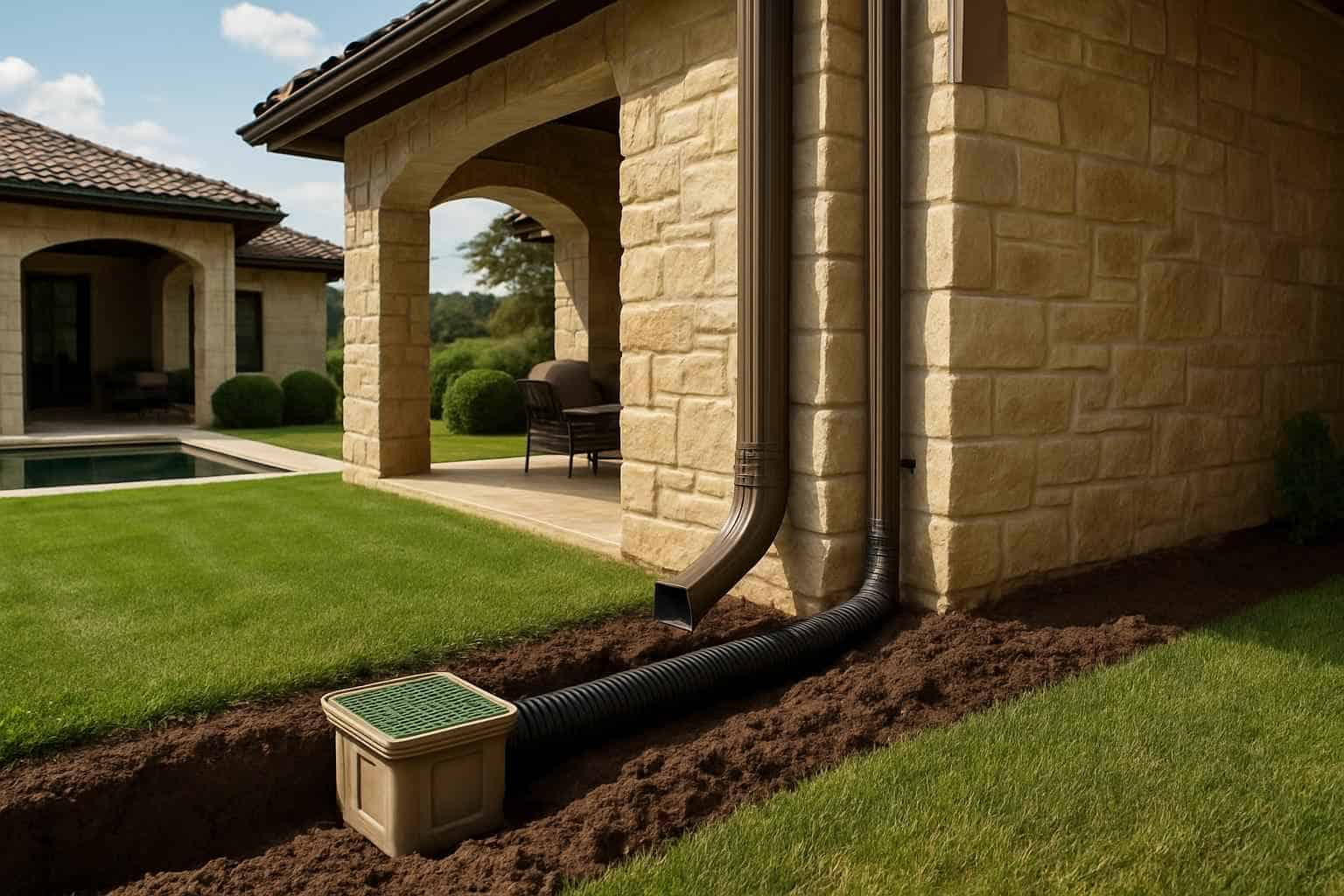 Downspout Drainage Tie Ins in Johnson City Texas