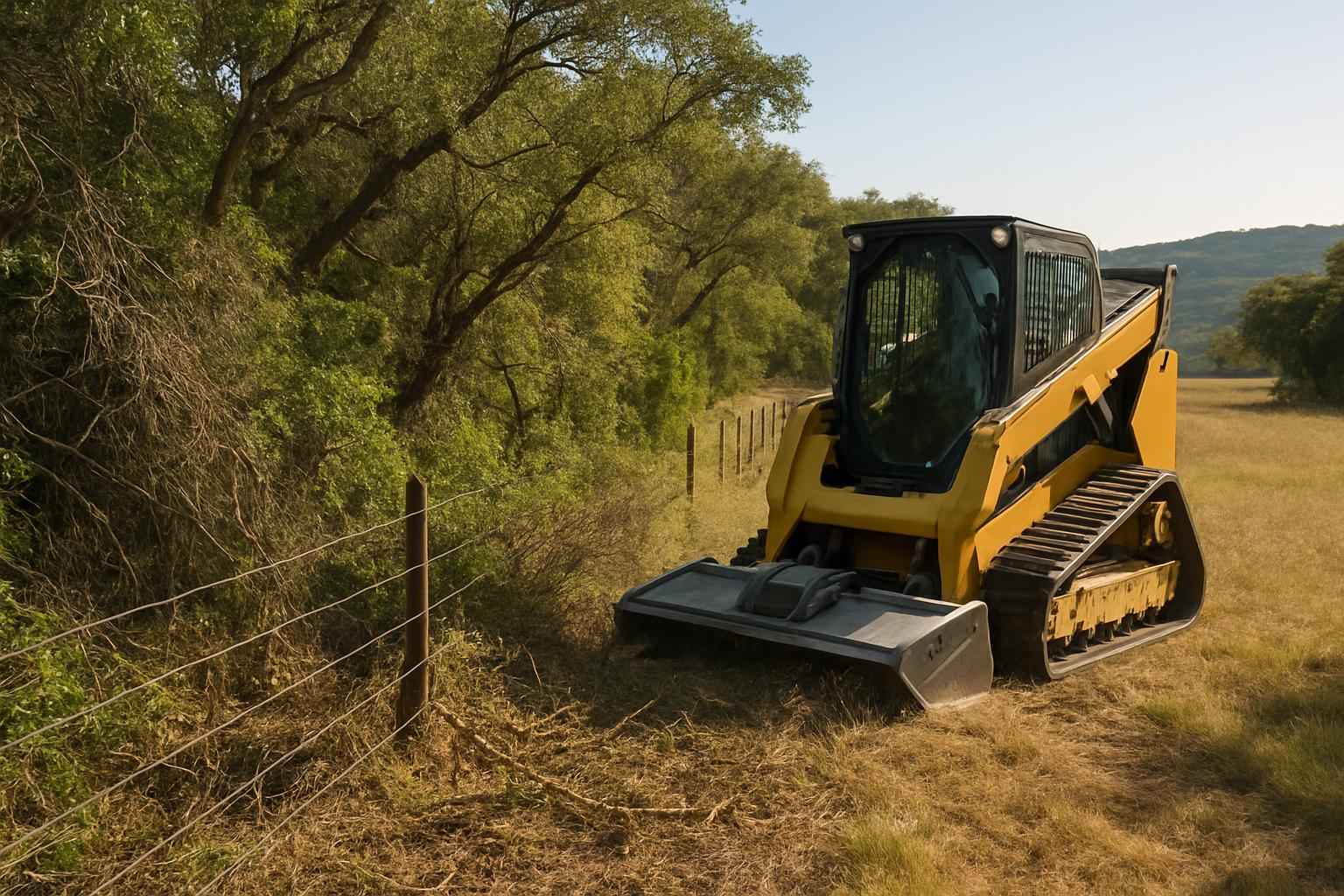 Fence Line Brush Clearing in Hunt Texas