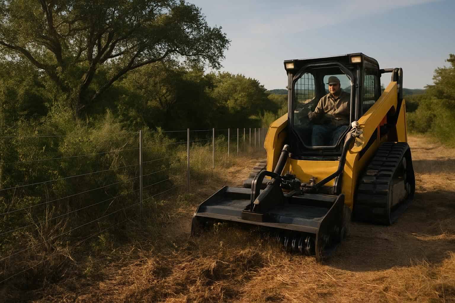 Fence Line Brush Clearing in Ingram Texas