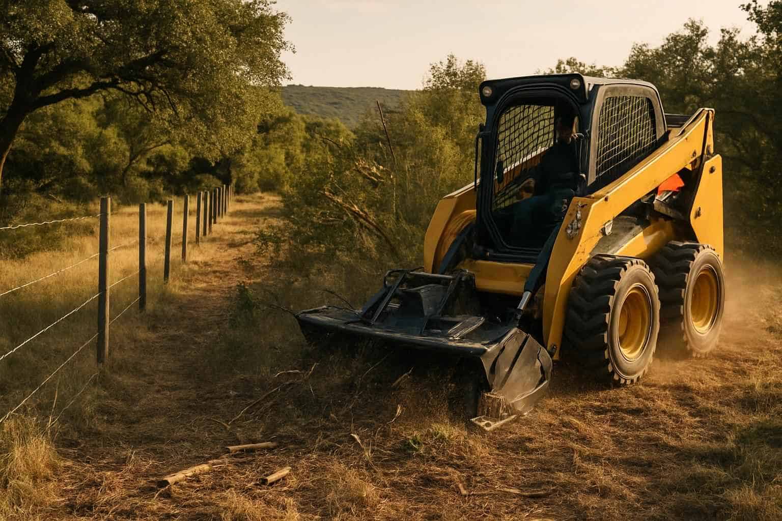 Fence Line Brush Clearing in Sisterdale Texas