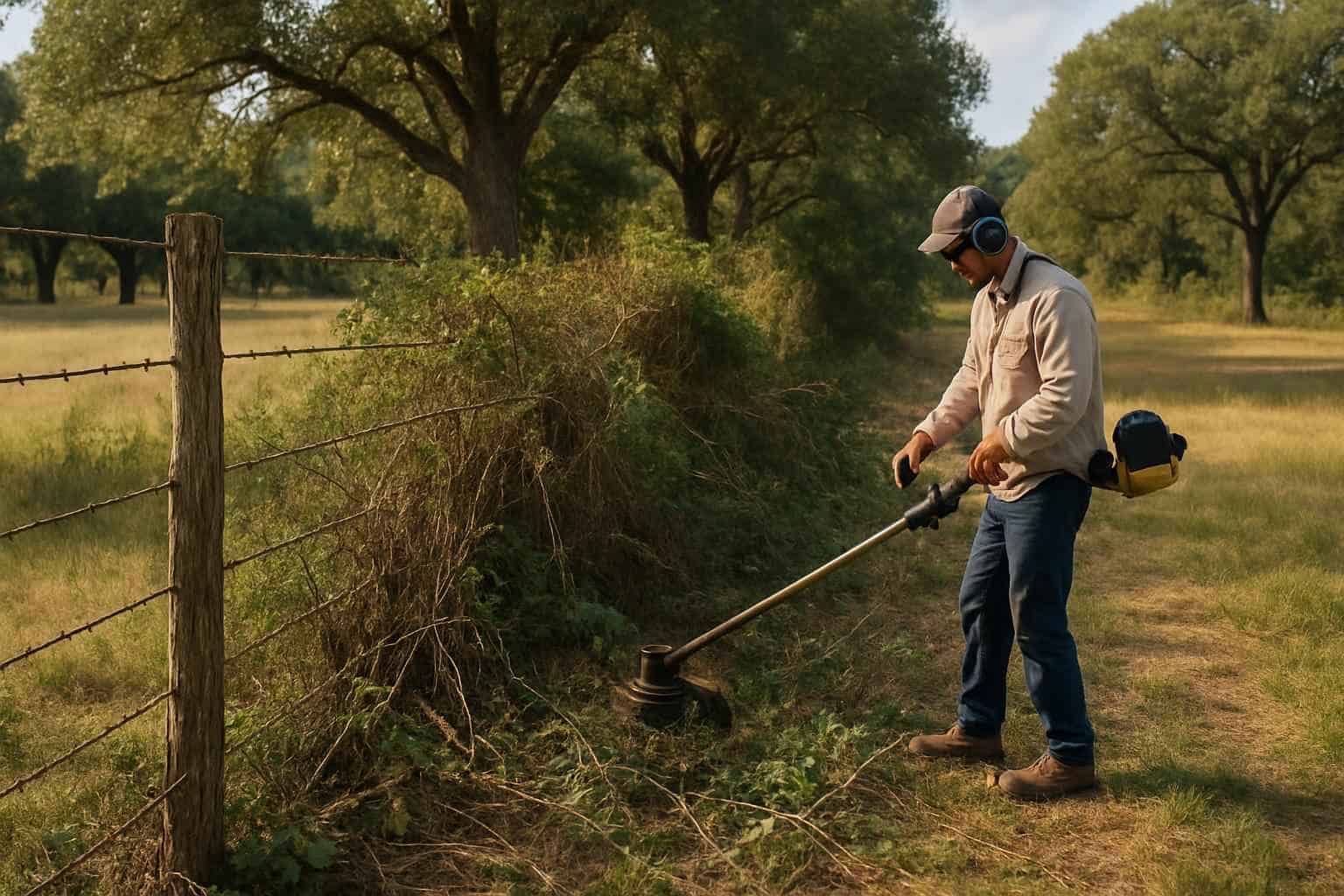 Fence Line Underbrush in Center Point Texas