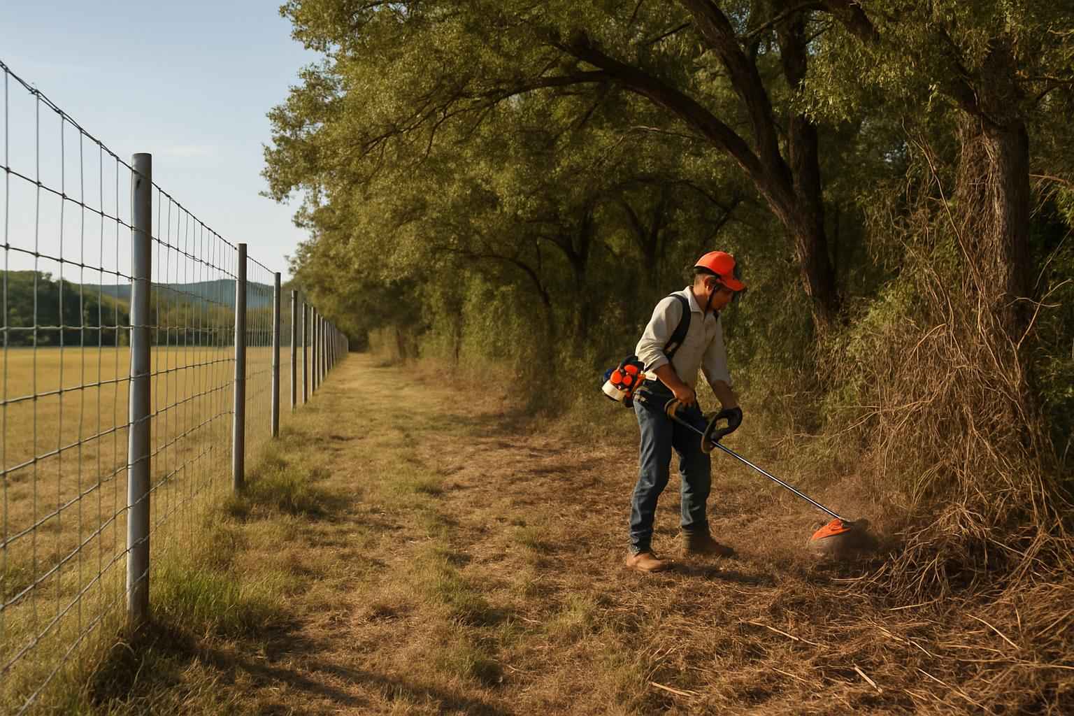 Fence Line Underbrush in Ingram Texas