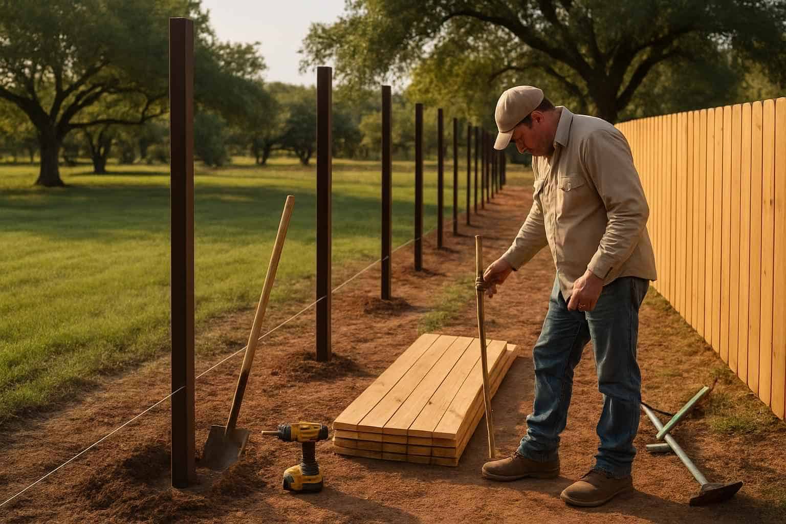 New Fence Installation Prep in Blanco Texas