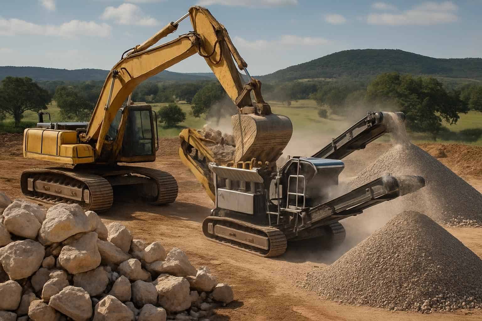 On Site Rock Crushing in Sisterdale Texas