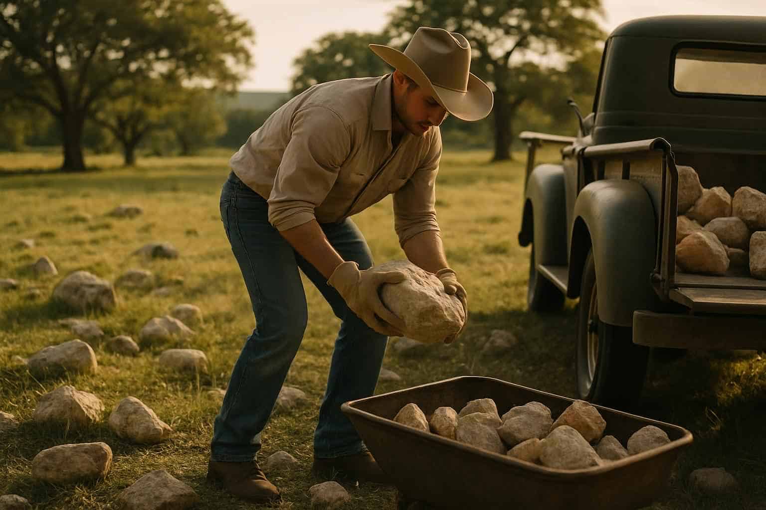 Pasture Rock Picking in Camp Verde Texas