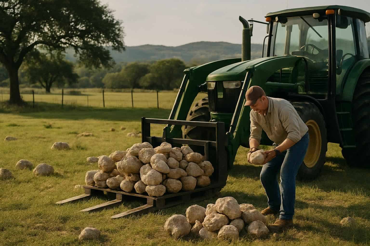 Pasture Rock Picking in Ingram Texas