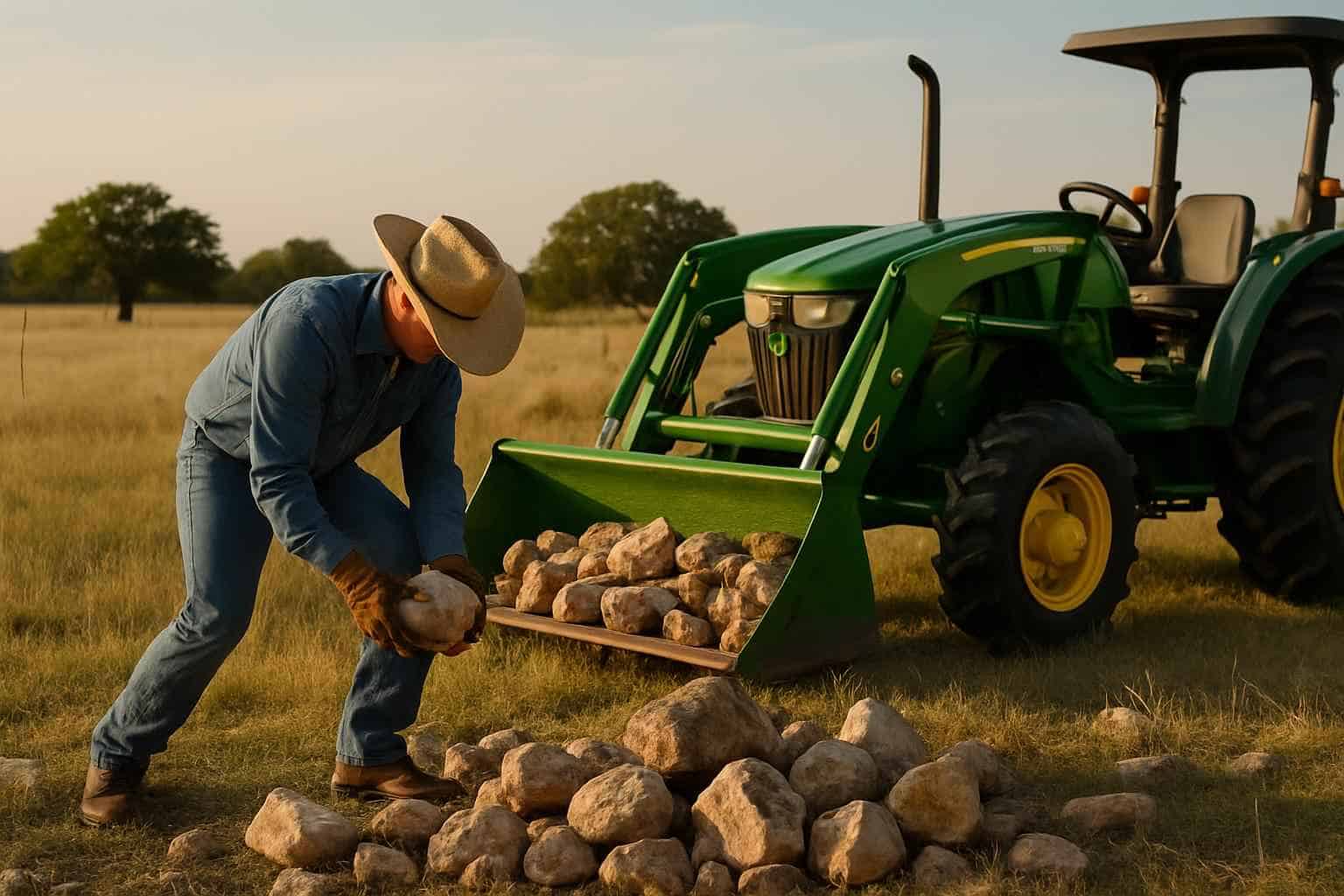 Pasture Rock Picking in Johnson City Texas