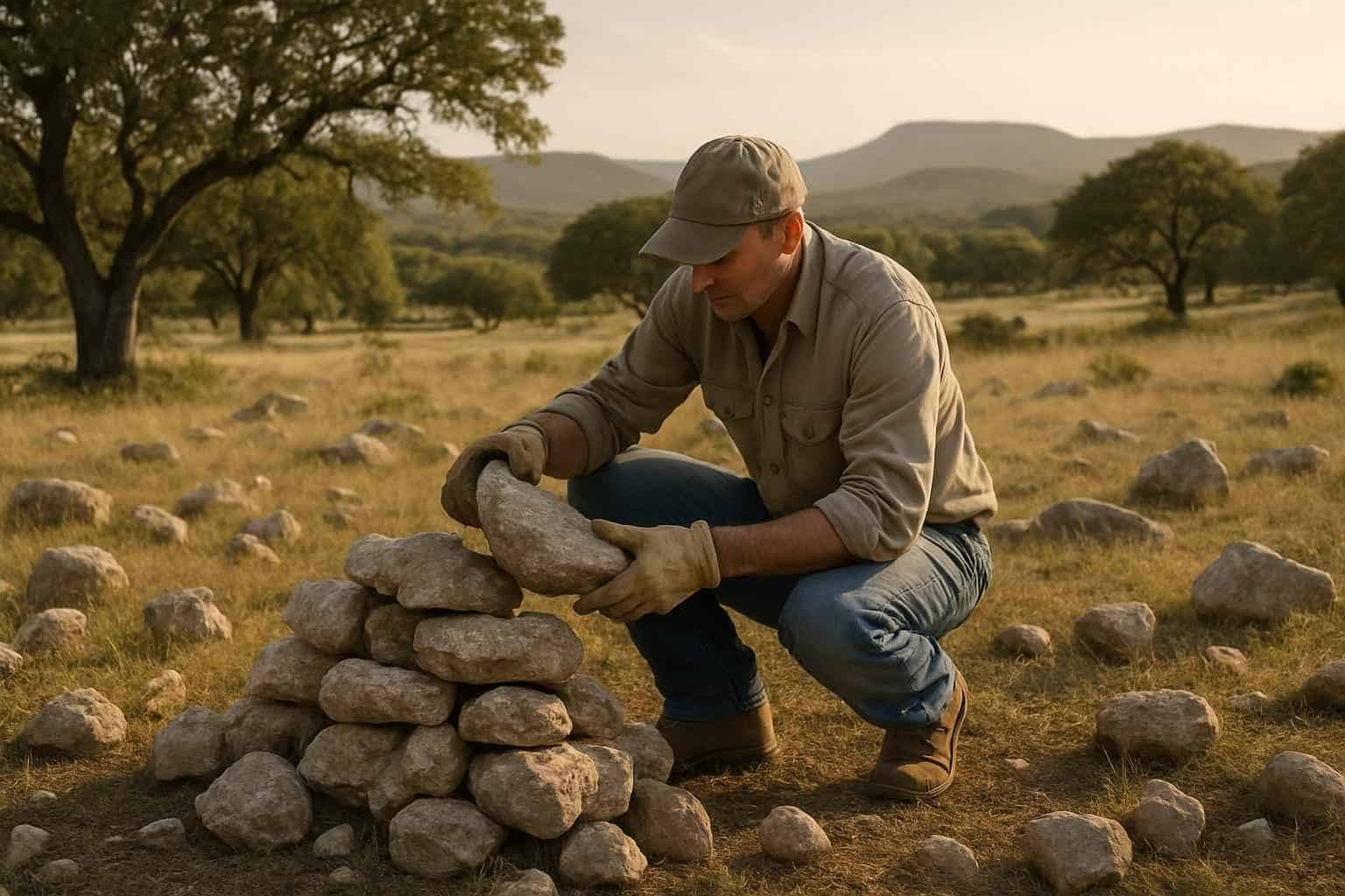Pasture Rock Picking in Mountain Home Texas