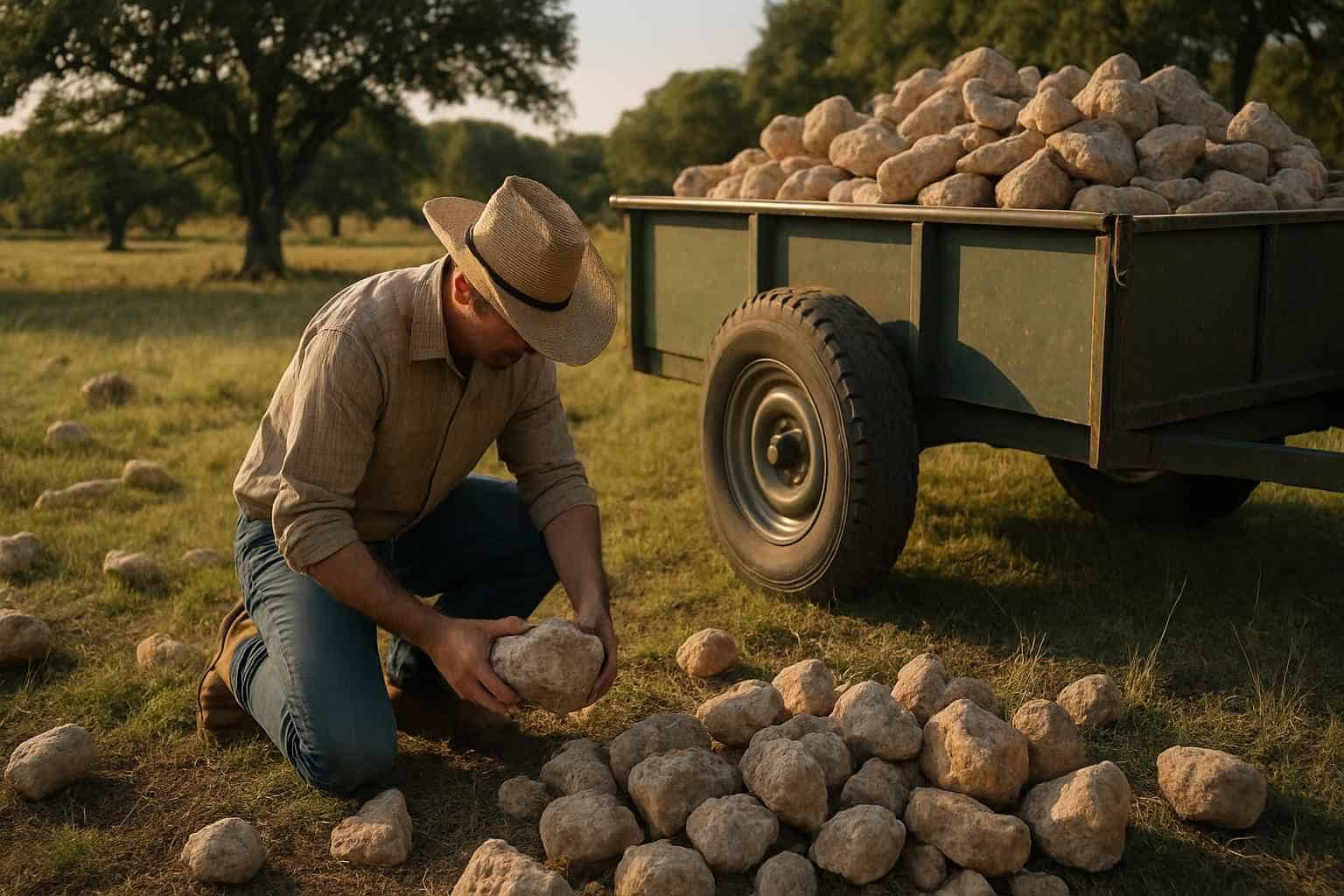 Pasture Rock Picking in Sisterdale Texas