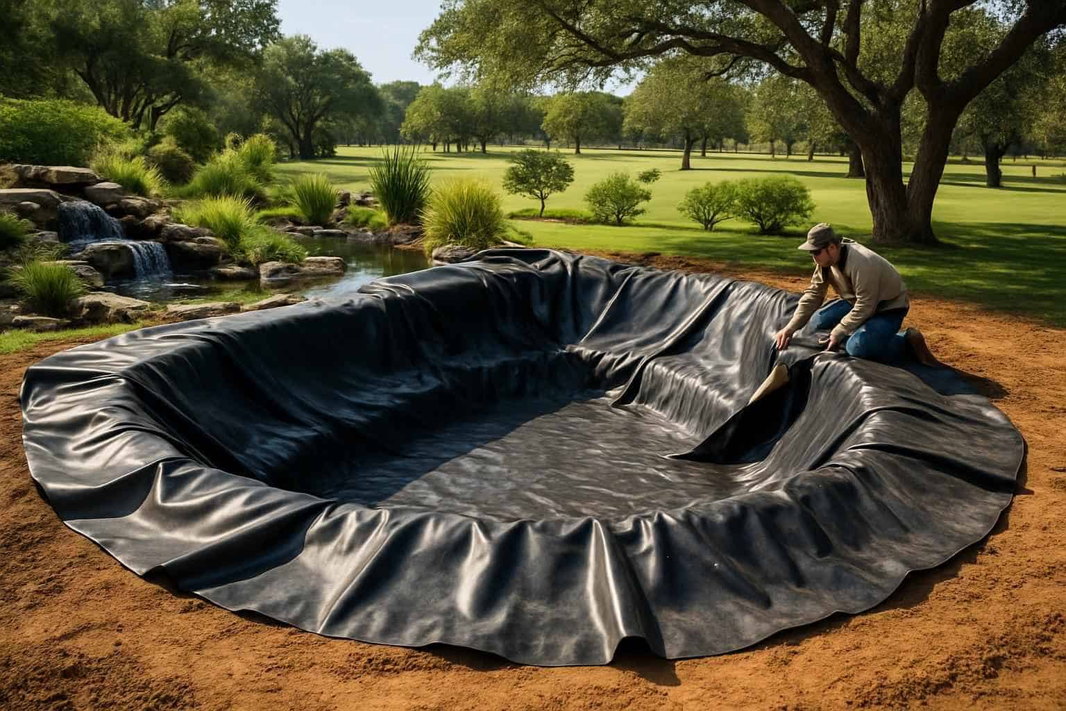 Pond Liner Prep in Center Point Texas