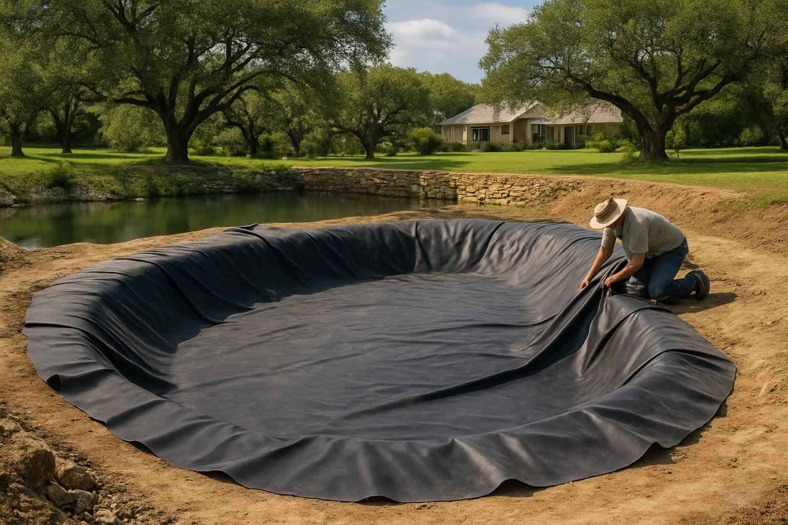 Pond Liner Prep in Ingram Texas