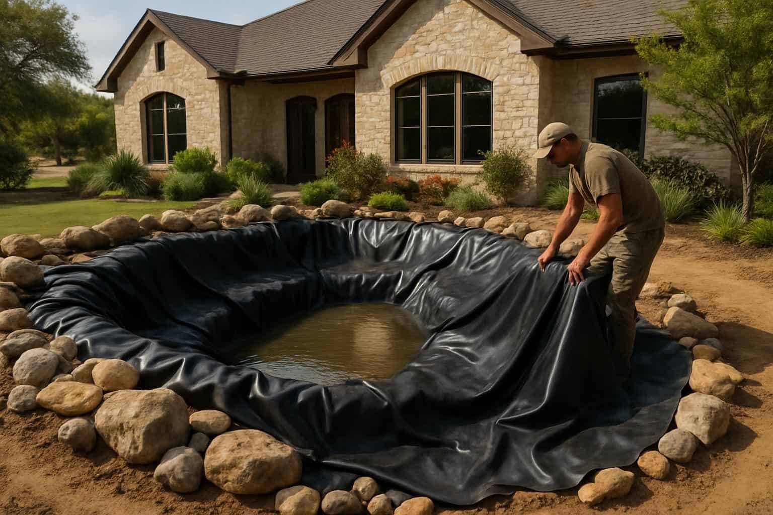 Pond Liner Prep in Johnson City Texas