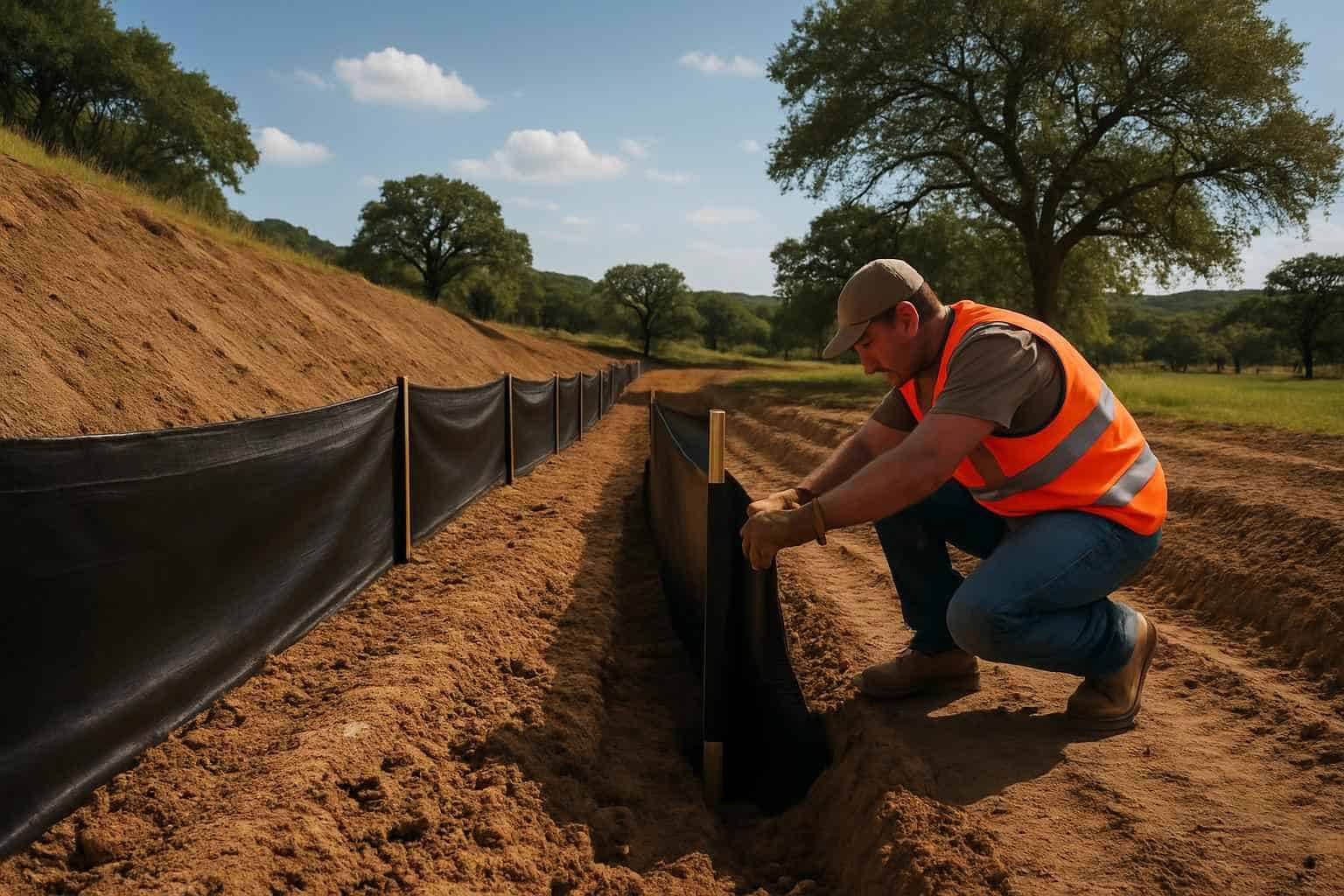 Silt Fence Installation in Ingram Texas