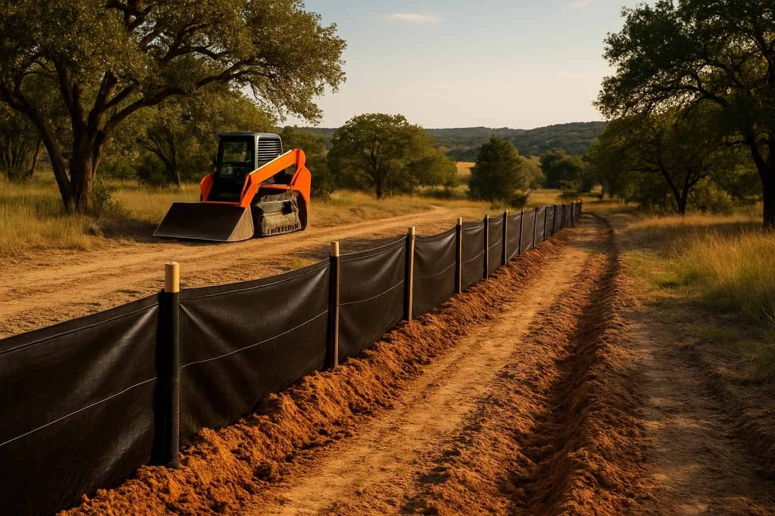 Silt Fence Installation in Kendalia Texas