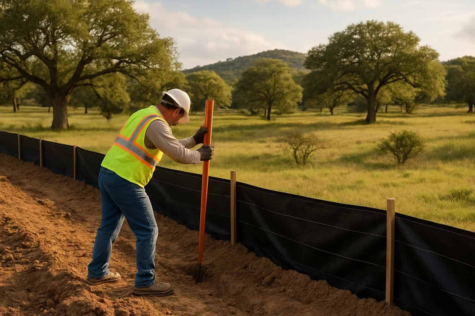 Silt Fence Installation in Sisterdale Texas