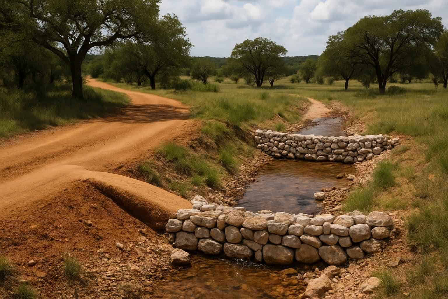 Water Bars and Check Dams in Johnson City Texas