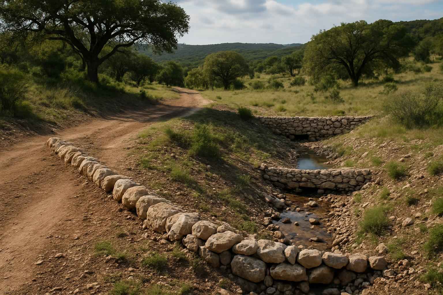 Water Bars and Check Dams in Kendalia Texas