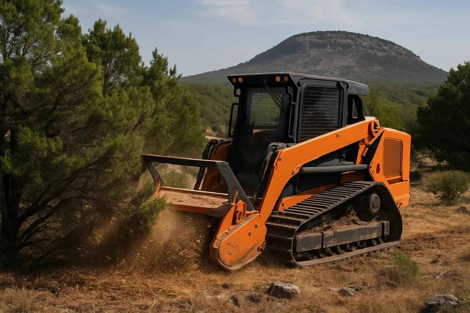 Cedar Eating Mulching in Round Mountain Texas