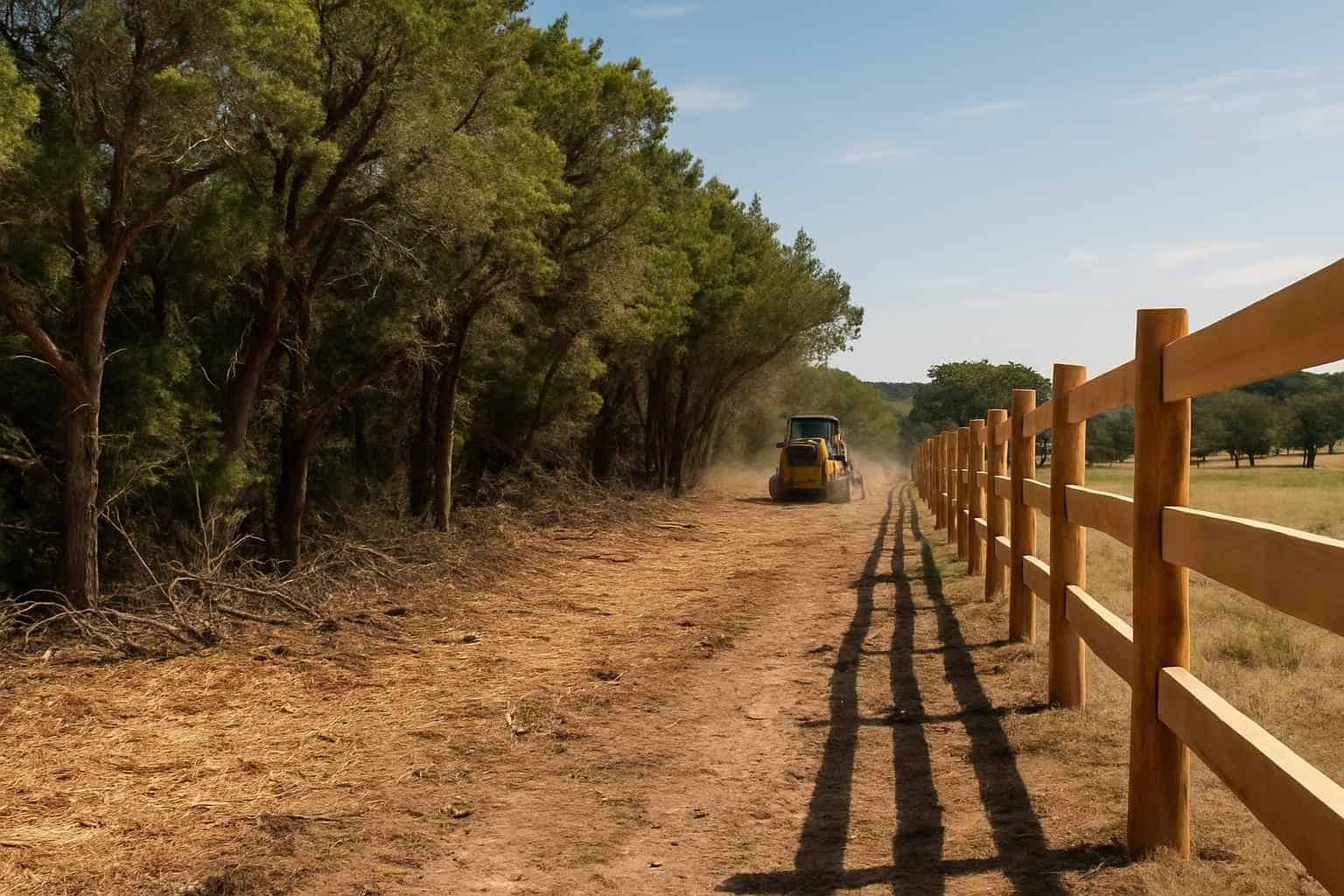 Cedar Fence Line Clearing in Cypress Mill Texas