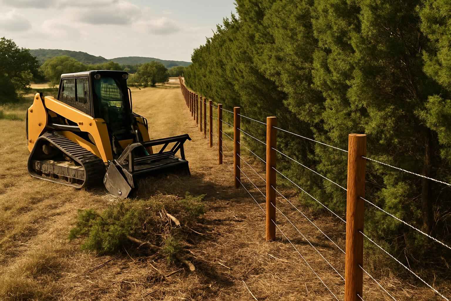 Cedar Fence Line Clearing in Hunt Texas