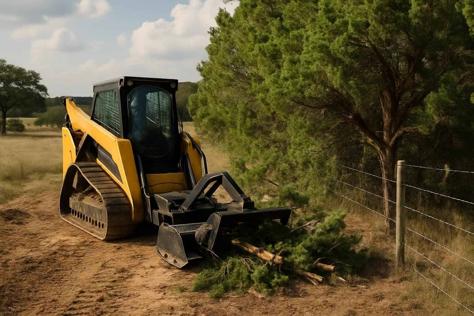 Cedar Fence Line Clearing in Round Mountain Texas