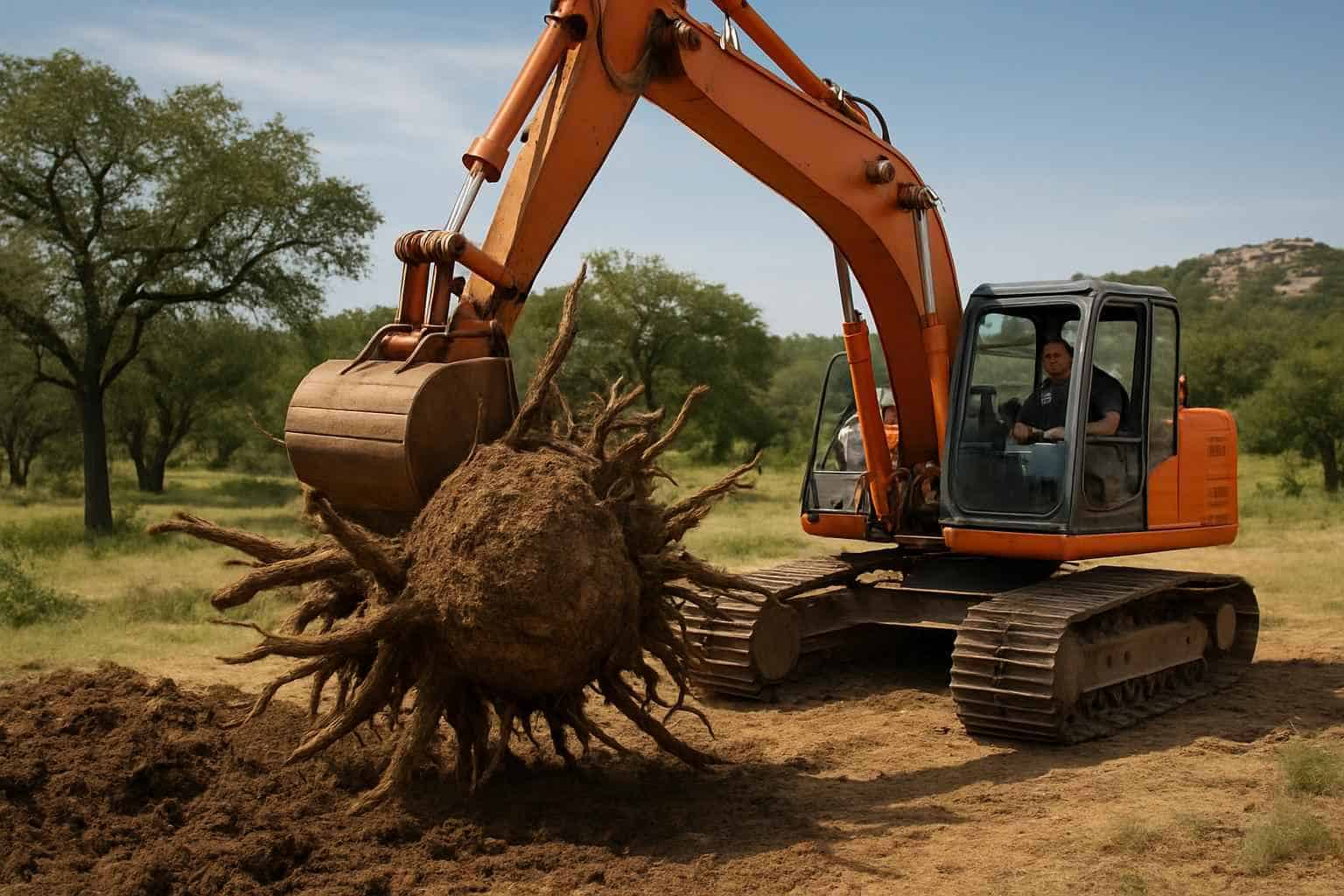 Cedar Root Ball Removal in Kingsland Texas
