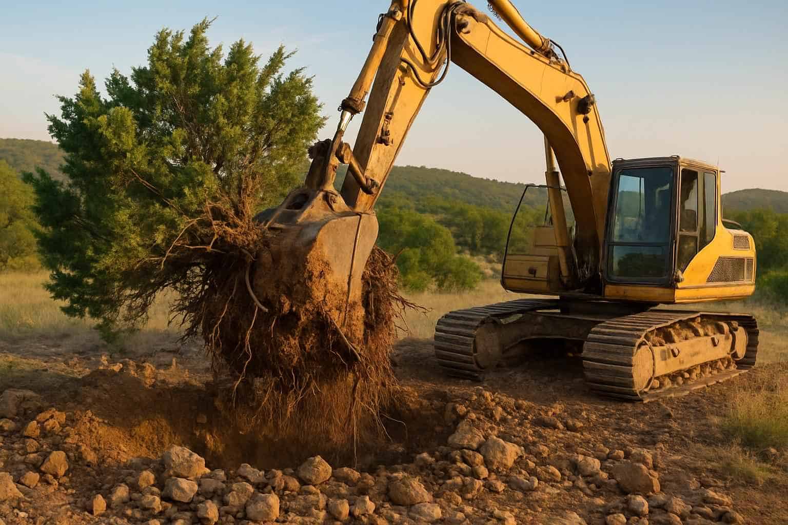 Cedar Root Ball Removal in Round Mountain Texas