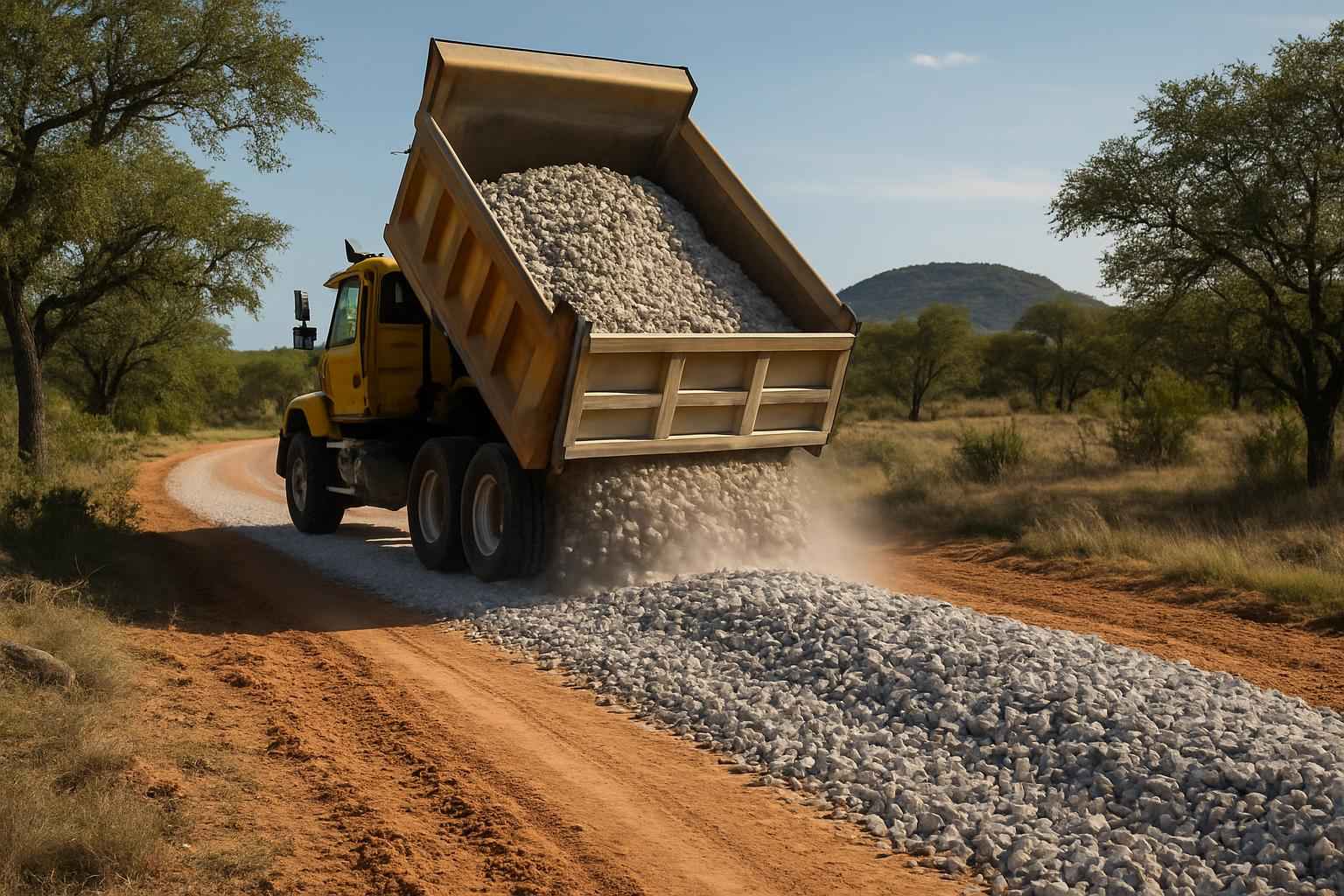 Crushed Rock Spreading in Round Mountain Texas