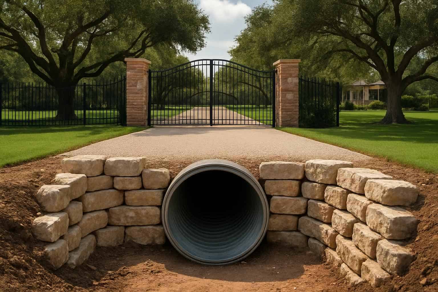Culvert Install at Entrance in Kingsland Texas